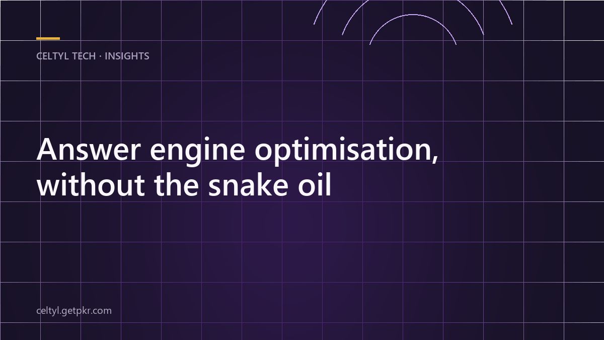 Answer engine optimisation, without the snake oil — article cover
