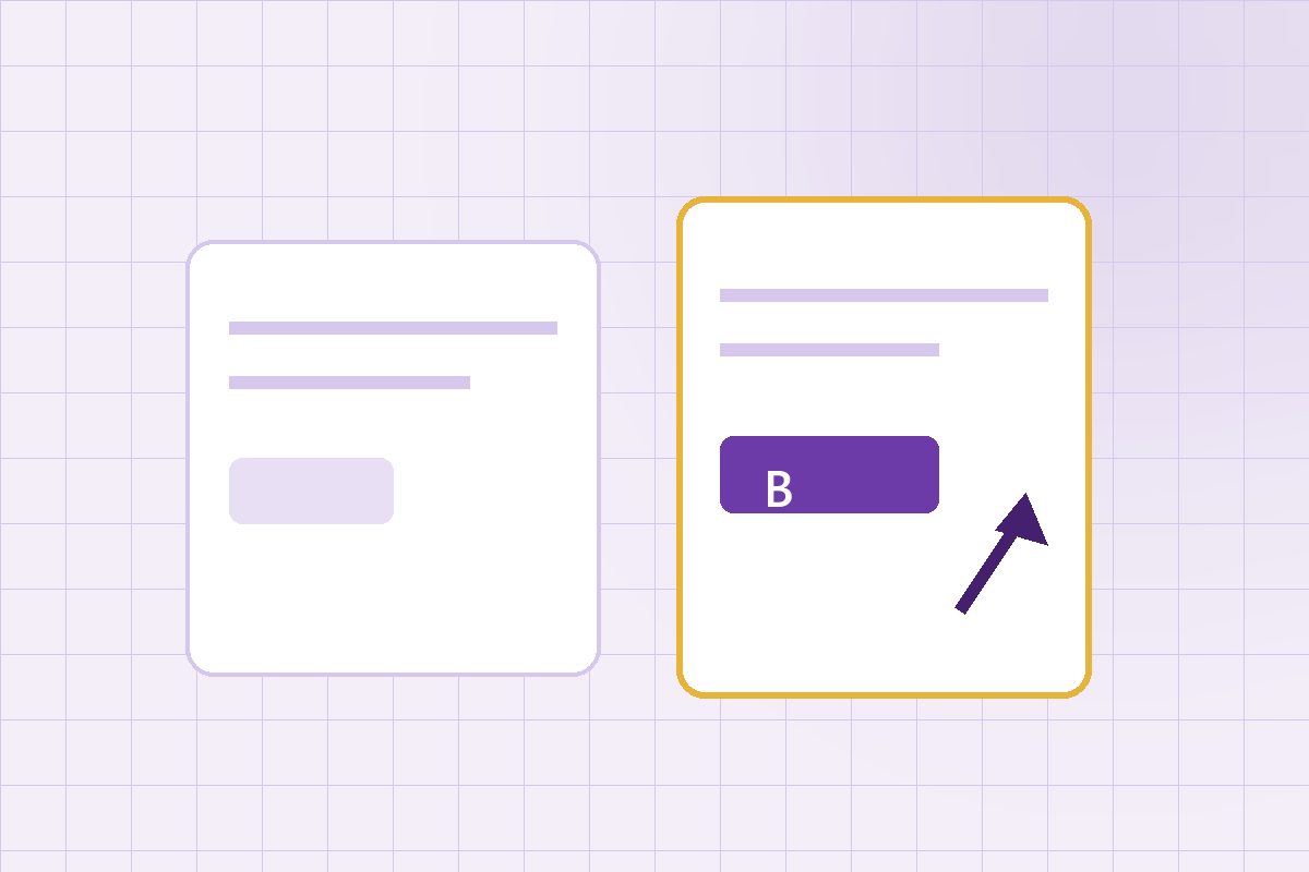 Two landing page variants side by side with the higher-converting version highlighted