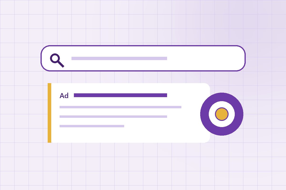 A search query returning a paid ad result, matched against a targeting target